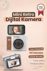 Mini Dijital Kamera 2K Flip Ekranlı Selfie Video Vlog Kamerası CMR46 Kahverengi