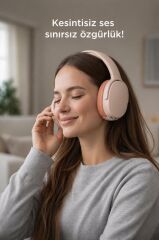 Bluetooth Kulaklık Kulak Üstü Kablosuz Kulaklık P2961 Pembe