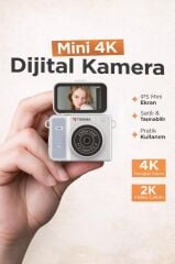 Mini Dijital Kamera 2K Flip Ekranlı Selfie Video Vlog Kamerası CMR46 Mavi