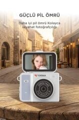 Mini Dijital Kamera 2K Flip Ekranlı Selfie Video Vlog Kamerası CMR46 Mavi