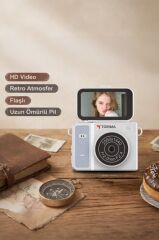 Mini Dijital Kamera 2K Flip Ekranlı Selfie Video Vlog Kamerası CMR46 Mavi