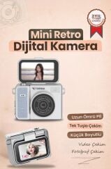 Mini Dijital Kamera 2K Flip Ekranlı Selfie Video Vlog Kamerası CMR46 Mavi
