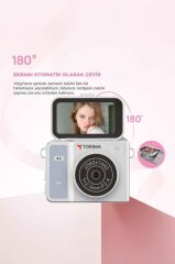 Mini Dijital Kamera 2K Flip Ekranlı Selfie Video Vlog Kamerası CMR46 Mavi