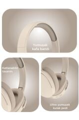 Bluetooth Kulaklık Kulak Üstü Kablosuz Kulaklık P2961 Bej