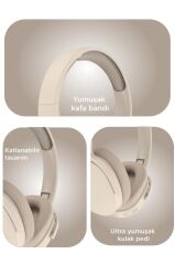 Bluetooth Kulaklık Kulak Üstü Kablosuz Kulaklık P2961 Bej