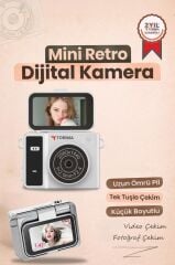 Mini Dijital Kamera 2K Flip Ekranlı Selfie Video Vlog Kamerası CMR46 Siyah