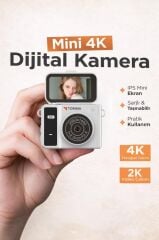 Torima Mini Dijital Kamera 2K Flip Ekranlı Selfie Video Vlog Kamerası CMR46 Siyah
