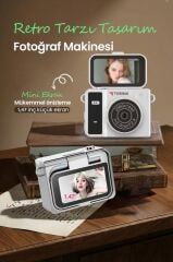 Mini Dijital Kamera 2K Flip Ekranlı Selfie Video Vlog Kamerası CMR46 Siyah