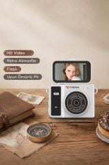 Mini Dijital Kamera 2K Flip Ekranlı Selfie Video Vlog Kamerası CMR46 Siyah