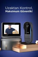 Görüntülü Monitörlü Su Geçirmez Kablosuz Akıllı Kapı Zili CMR25 Siyah