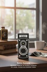 Mini Retro Dijital Fotoğraf Makinesi Video Kamera 1080P CMR44 Kahverengi