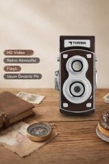 Mini Retro Dijital Fotoğraf Makinesi Video Kamera 1080P CMR44 Kahverengi