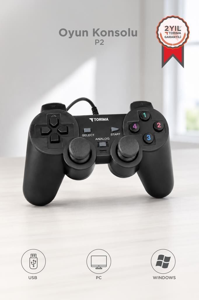 Oyun Konsolları Analog Usb Joystick Pc Oyun Kolu P2 Siyah