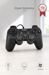 Oyun Konsolları Analog Usb Joystick Pc Oyun Kolu P2 Siyah