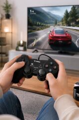 Oyun Konsolları Analog Usb Joystick Pc Oyun Kolu P2 Siyah