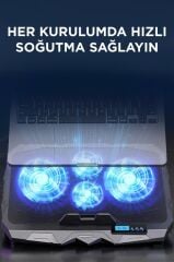 Laptop Soğutucu Ayarlanabilir Dizüstü Bilgisayar Soğutma Fanı CF03 Siyah