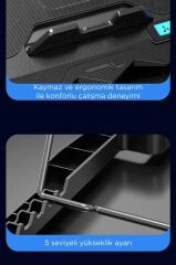 Laptop Soğutucu Ayarlanabilir Dizüstü Bilgisayar Soğutma Fanı CF03 Siyah