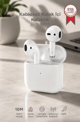 Bluetooth Kulaklık Kulak İçi Kablosuz Kulaklık Silikon Kılıf Hediyeli Air-5S Beyaz