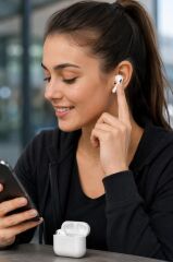 Bluetooth Kulaklık Kulak İçi Kablosuz Kulaklık Silikon Kılıf Hediyeli Air-5S Beyaz
