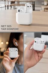 Bluetooth Kulaklık Kulak İçi Kablosuz Kulaklık Silikon Kılıf Hediyeli Air-5S Beyaz