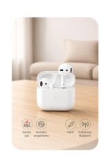Bluetooth Kulaklık Kulak İçi Kablosuz Kulaklık Silikon Kılıf Hediyeli Air-5S Beyaz