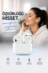 Bluetooth Kulaklık Kulak İçi Kablosuz Kulaklık Silikon Kılıf Hediyeli Air-5S Beyaz