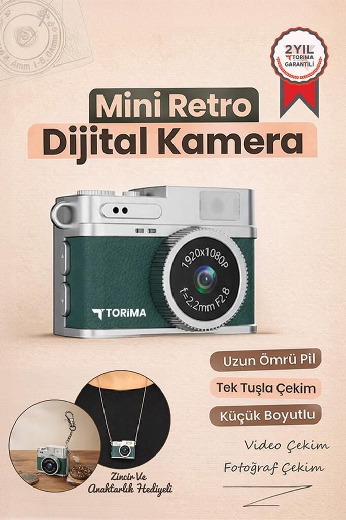 Torima Mini Dijital Kamera Selfie Video Vlog Kamerası Mini Anahtarlık 1080P CMR35 Koyu Yeşil
