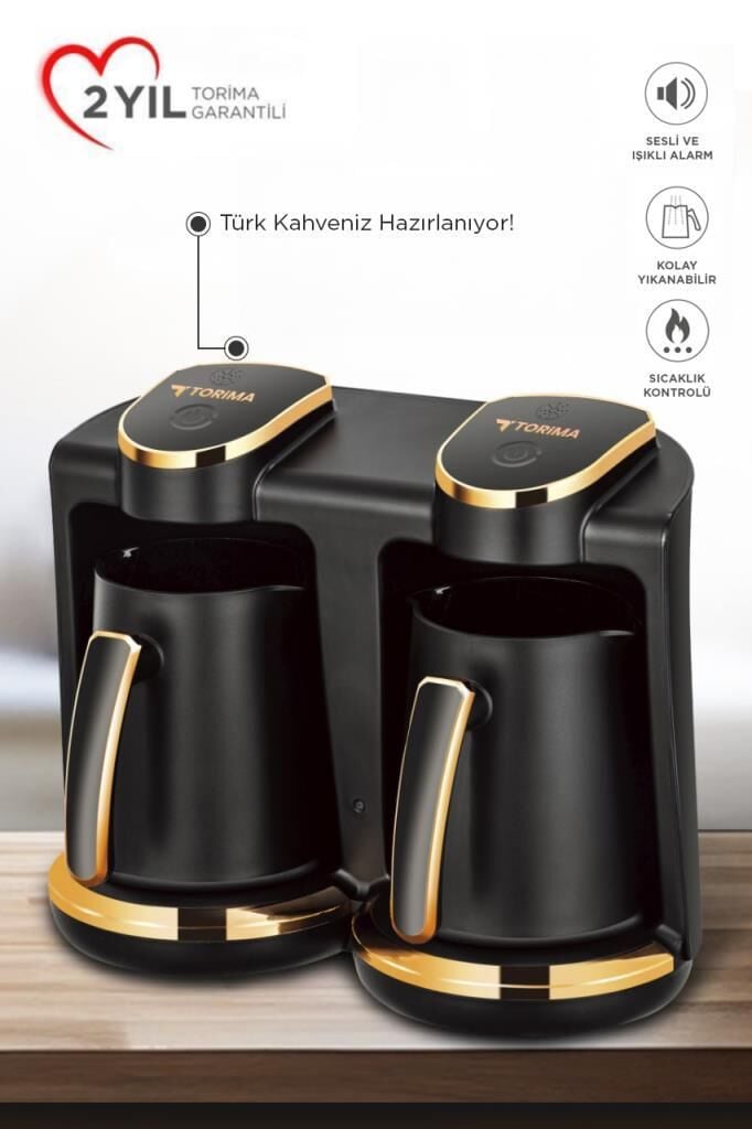 Torima 202 Double Sesli Komut Türk Kahvesi Makinesi 250ml+250ml 8 Fincan Kapasiteli