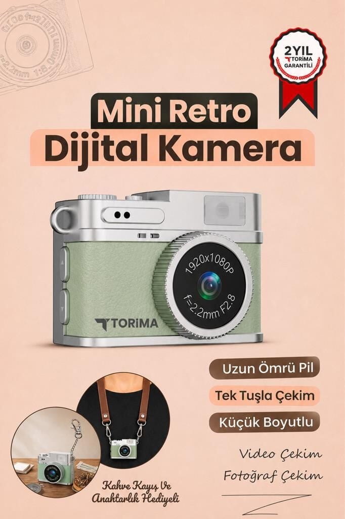 Mini Dijital Kamera Selfie Video Vlog Kamerası Mini Anahtarlık 1080P CMR35 Açık Yeşil
