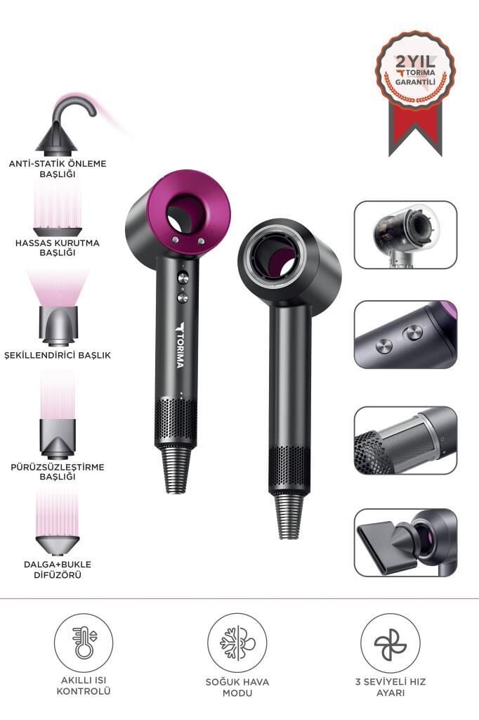Torima H5 Pembe Güçlü Saç Kurutma Makinesi Saç Şekillendirici