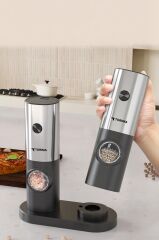 Torima KYMQ-16-BS Siyah Pilli Işıklı Otomatik Yeni Nesil Tuz Karabiber Değirmeni Baharat Öğütücü