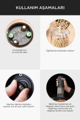 Elektrikli Otomatik Tuz Karabiber Değirmeni Pilli Işıklı Baharat Öğütücü KYMQ-44B-BS Siyah