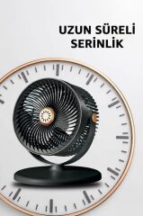 Güneş Panelli Vantilatör Şarjlı Ampüllü 5 Kademeli Taşınabilir Ayarlanabilir Kablosuz Fan F48 Siyah