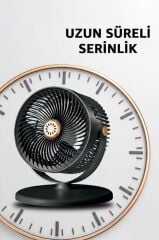 Güneş Panelli Vantilatör Şarjlı Ampüllü 5 Kademeli Taşınabilir Ayarlanabilir Kablosuz Fan F48 Siyah