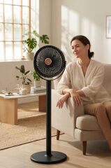 Güneş Panelli Vantilatör Şarjlı Ampüllü 5 Kademeli Taşınabilir Ayarlanabilir Kablosuz Fan F48 Siyah