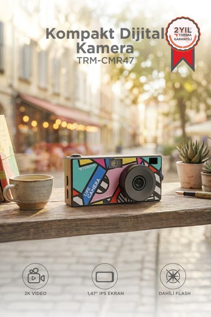 Life Dijital Kamera Selfie Video Vlog Kamerası Mini Fotoğraf Makinesi CMR47 Siyah