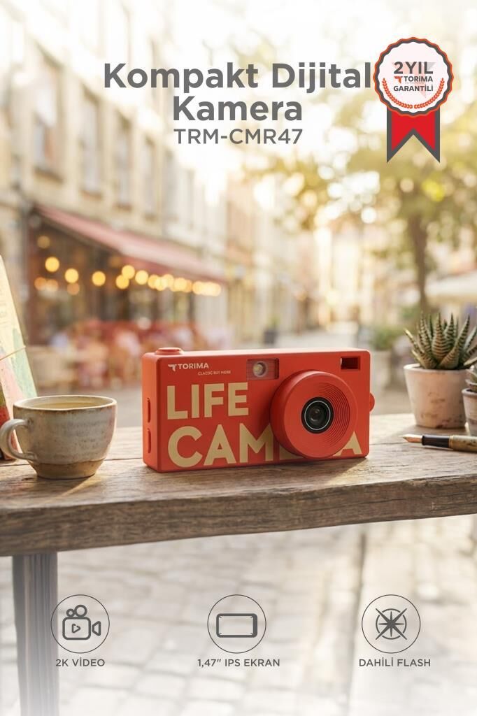 Life Dijital Kamera Selfie Video Vlog Kamerası Mini Fotoğraf Makinesi CMR47 Kırmızı