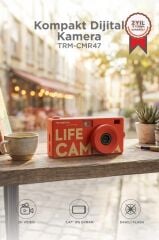 Life Dijital Kamera Selfie Video Vlog Kamerası Mini Fotoğraf Makinesi CMR47 Kırmızı