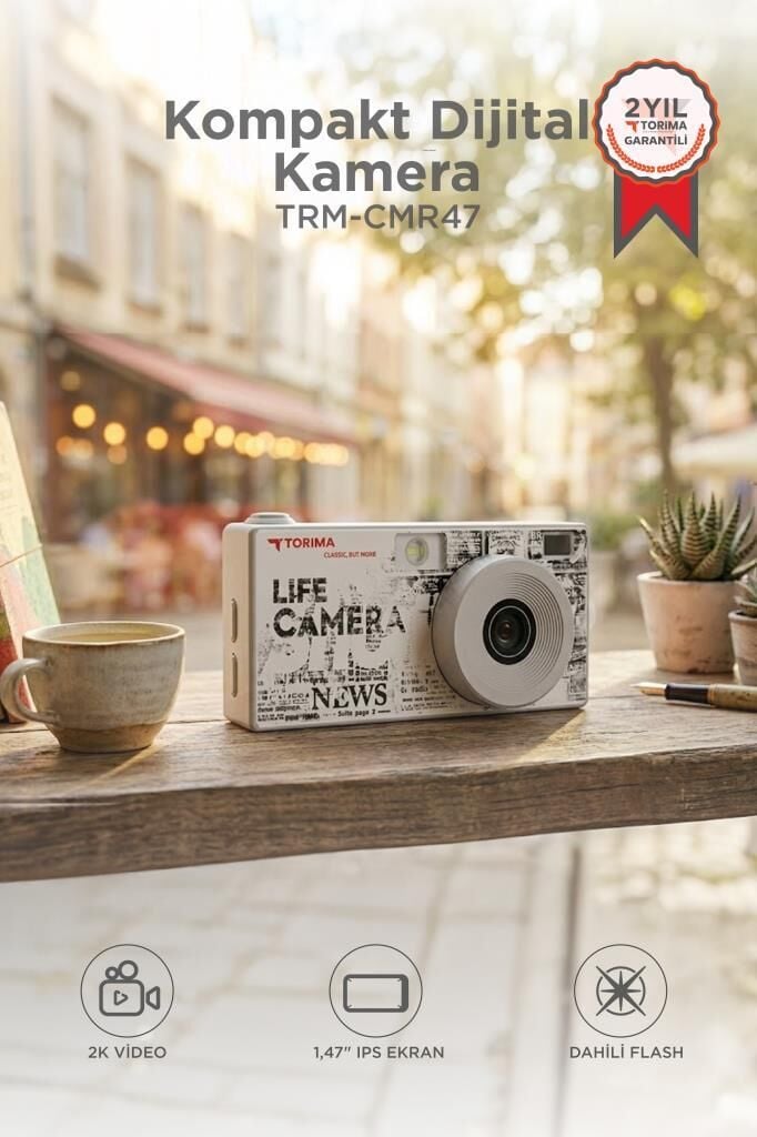 Life Dijital Kamera Selfie Video Vlog Kamerası Mini Fotoğraf Makinesi CMR47 Gri