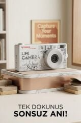 Life Dijital Kamera Selfie Video Vlog Kamerası Mini Fotoğraf Makinesi CMR47 Gri