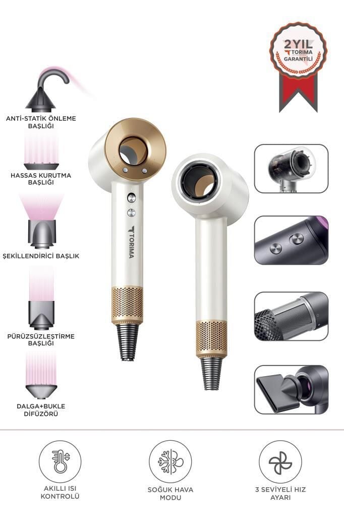 Torima H5 Beyaz Güçlü Saç Kurutma Makinesi Saç Şekillendirici