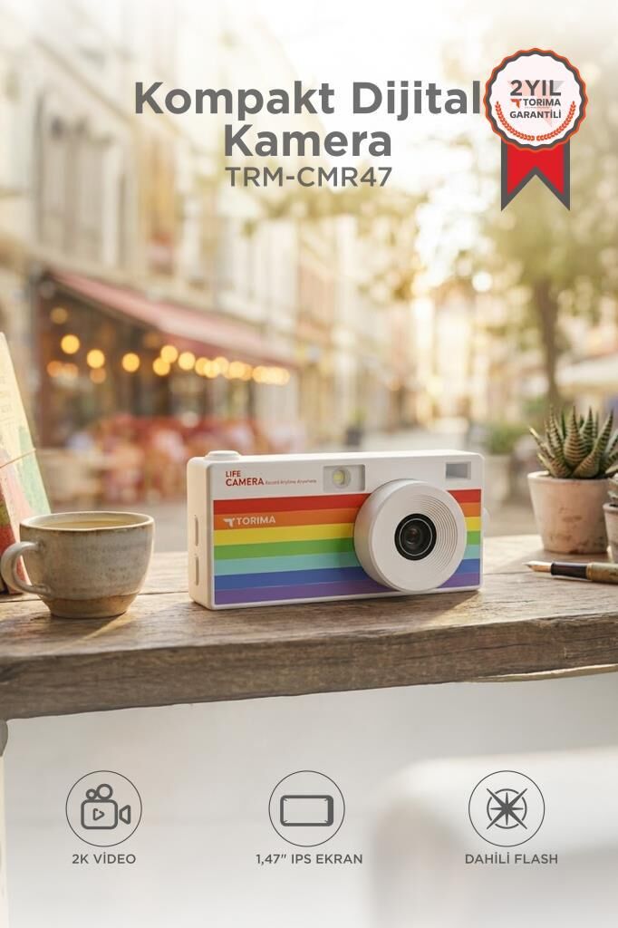 Life Dijital Kamera Selfie Video Vlog Kamerası Mini Fotoğraf Makinesi CMR47 Beyaz