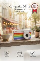 Life Dijital Kamera Selfie Video Vlog Kamerası Mini Fotoğraf Makinesi CMR47 Beyaz