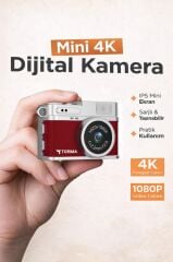 Mini Dijital Kamera Selfie Video Vlog Kamerası Mini Anahtarlık 1080P CMR35 Bordo