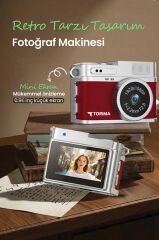 Mini Dijital Kamera Selfie Video Mini Vlog Kamerası Mini Anahtarlık 1080P CMR35 Bordo