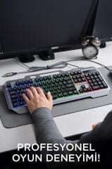 Oyuncu Klavyesi Rgb Işıklı Mekanik Ergonomik Kablolu Klavye TK13 Siyah