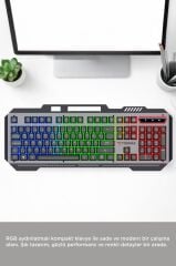 Oyuncu Klavyesi Rgb Işıklı Mekanik Ergonomik Kablolu Klavye TK13 Siyah