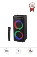 Torima KTS-1973 Siyah Mikrofonlu RGB Ledli Taşınabilir Bluetooth Hoparlör Parti Speaker