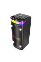 Bluetooth Hoparlör Çift Mikrofonlu Rgb Işıklı Speaker DR-8816 Siyah