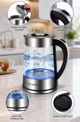 Cam Led Işıklı 1500W 1.8L Kettle Su Isıtıcı TY-S888-040